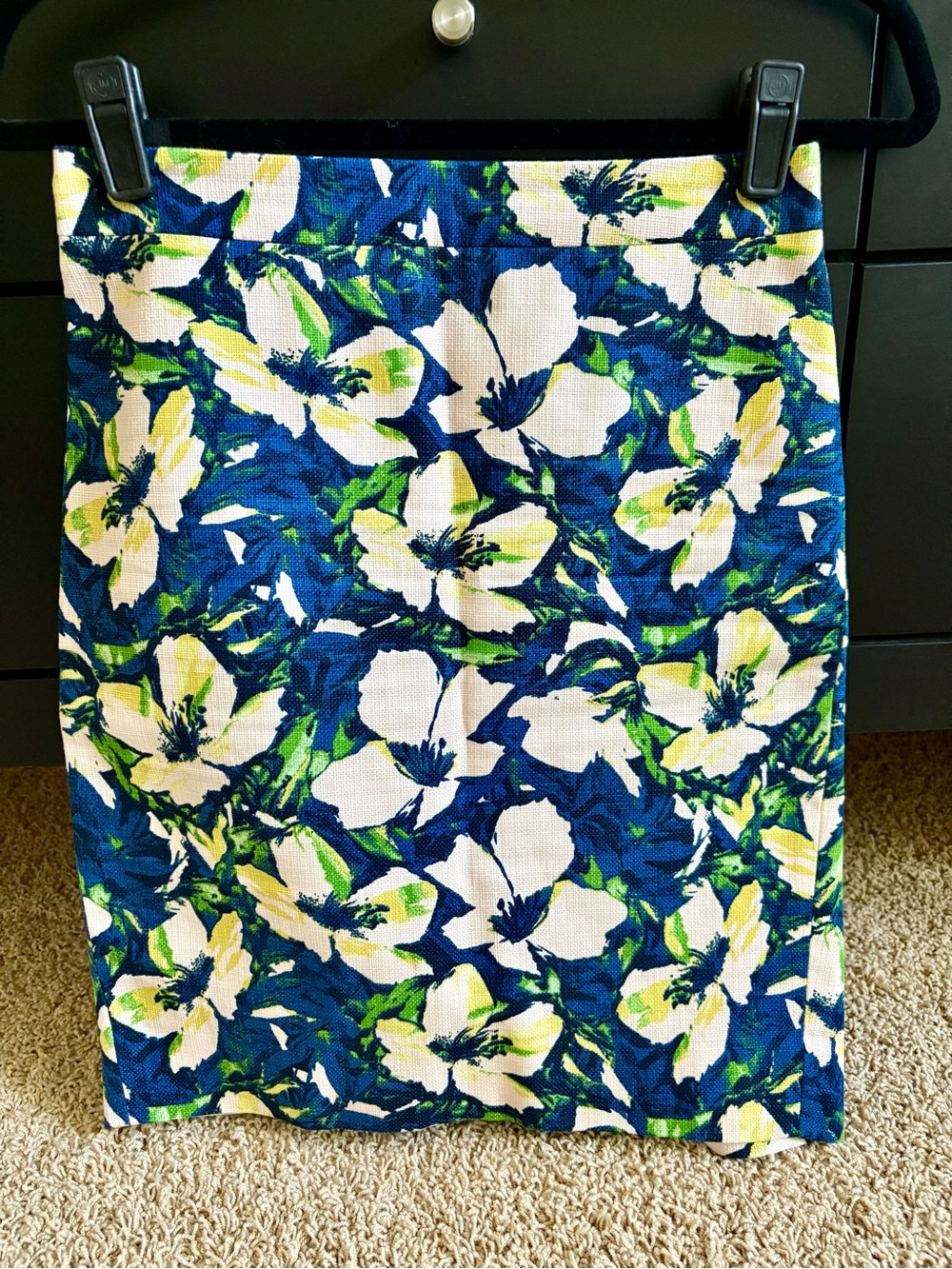 J. Crew Floral Pencil Skirt - Navy, White & Green